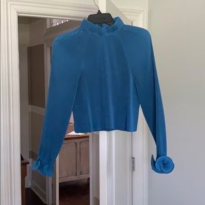 Tibi blue pleated top